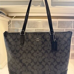 Coach Black and Gray Monogram Tote